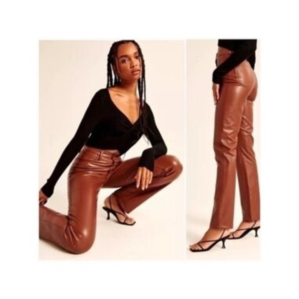 New Abercrombie & Fitch Curve Love 90s Faux Leather Pants
